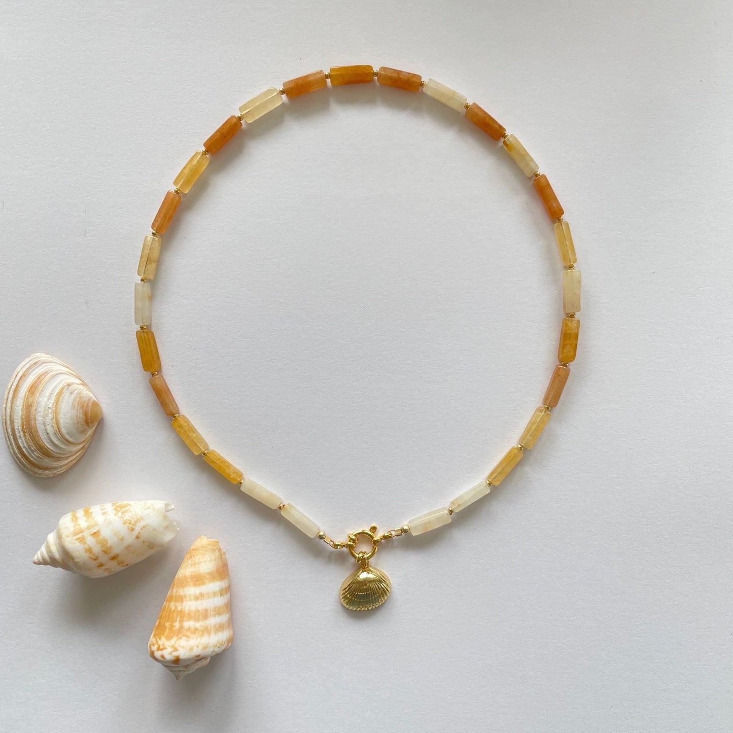 Ketting van gele aventurijn met gold filled veerslotje