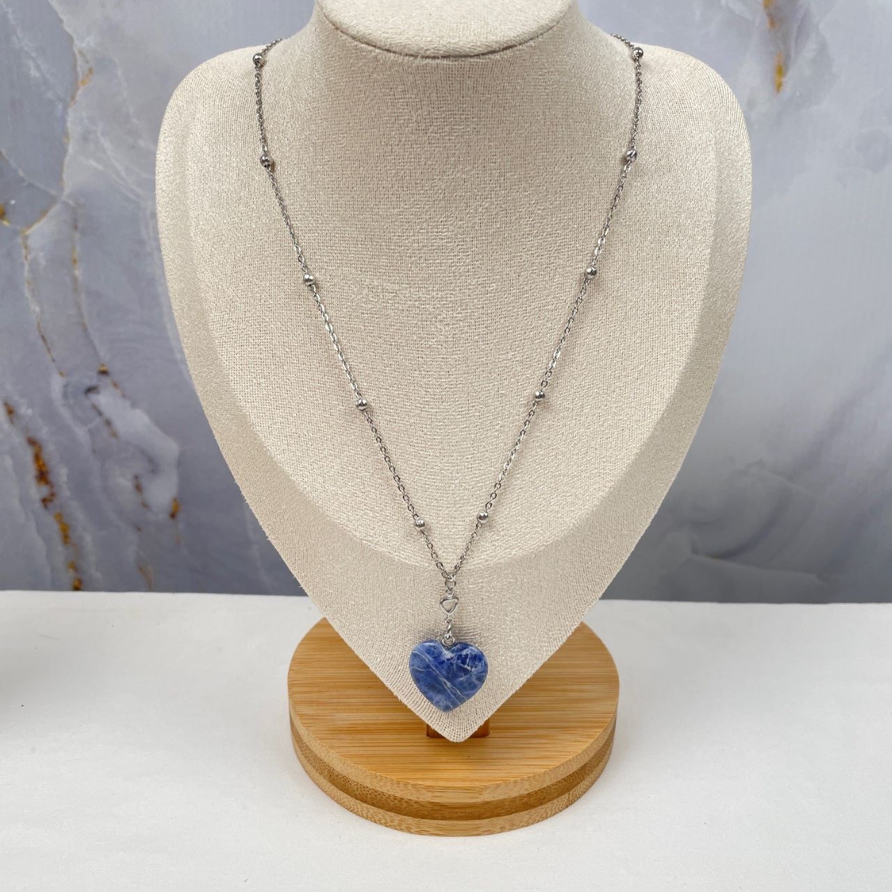 Schakelketting met blauw hart van sodaliet